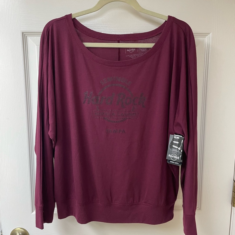 Hard Rock Cafe Burgundy Long Sleeve Shirt